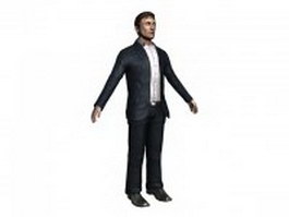 Businessman standing T-pose 3d model preview
