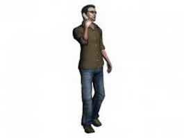 Casual man talking on phone 3d model preview