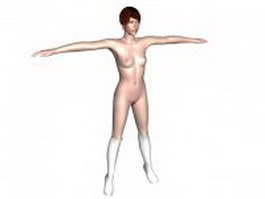 Female figure T-pose 3d model preview