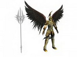 Dark archangel warrior with weapon 3d model preview