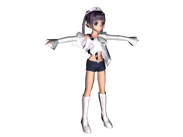 Anime girl character 3d model 3ds max files free download - modeling