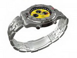 Racer chronograph mens watch 3d model preview