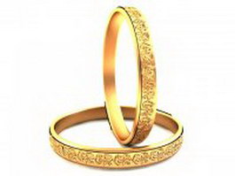 Plain gold bangles 3d model preview