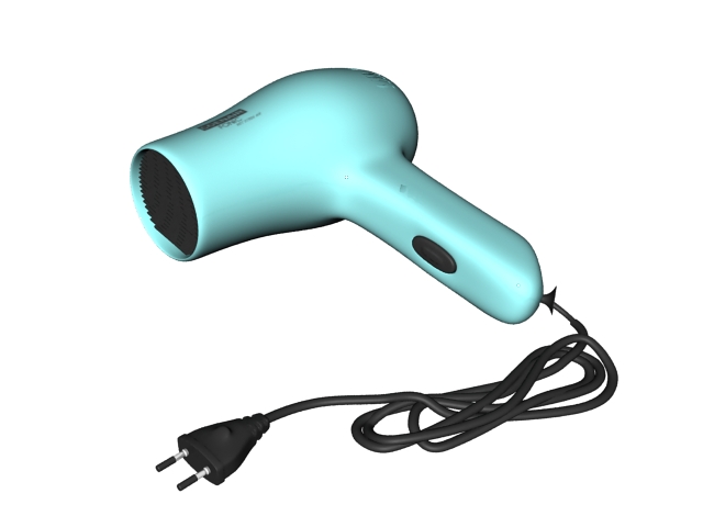 Compact hair dryer 3d rendering