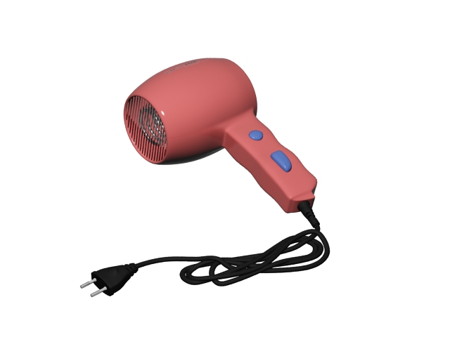 Mini travel hair dryer 3d rendering