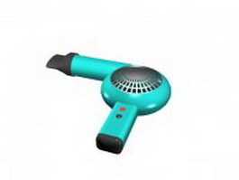 Blue blowdryer 3d model preview