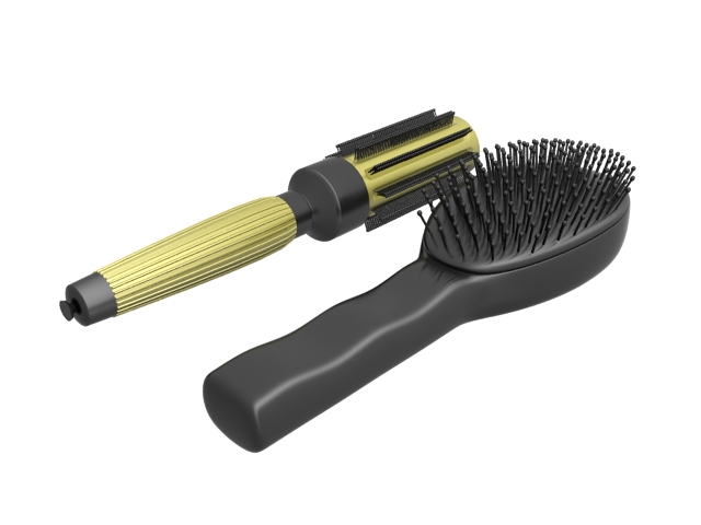 Comb and brush set 3d rendering
