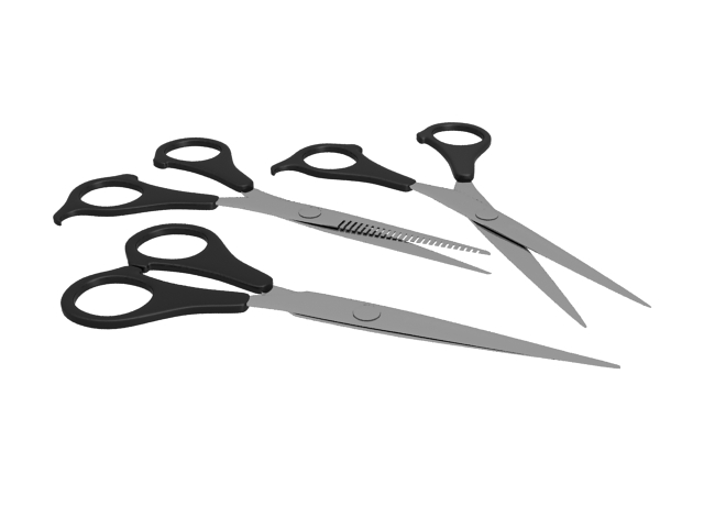 Hair scissors set 3d rendering