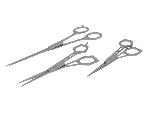 Hair cutting & thinning scissors set 3d rendering