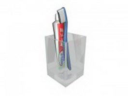 Toothbrush and toothpaste 3d model preview