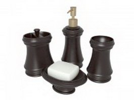 Brown bathroom accessories 3d model preview