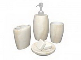 White marble bathroom accessories set 3d preview