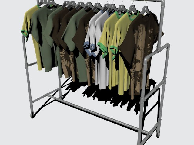 Shirt rack with T-shirt 3d model 3ds max files free ...
