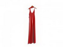 Halter top prom dress on hanger 3d model preview