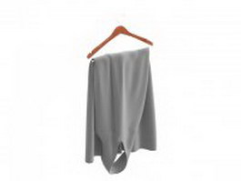Grey dress on hanger 3d model preview