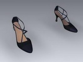 Black leather slingback shoes 3d preview