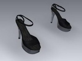 High-heeled sandals 3d model preview
