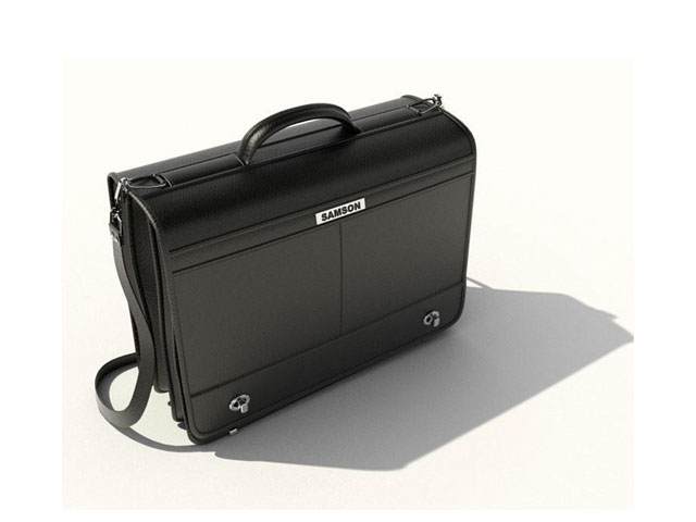 Black leather briefcase 3d rendering
