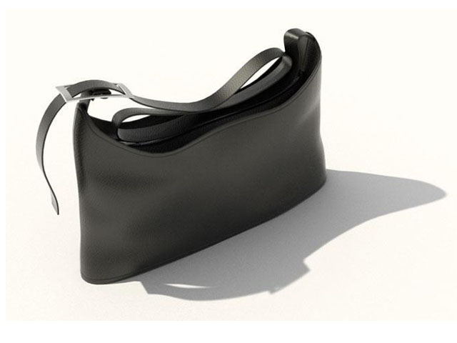 Black leather handbag 3d rendering