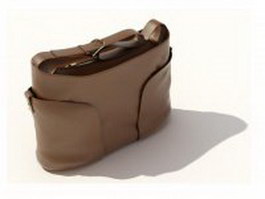 Brown leather handbag for women 3d model preview