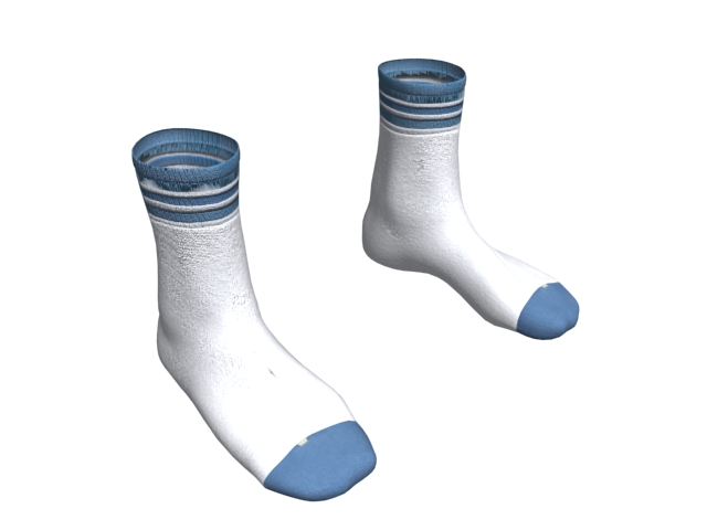 Crew socks in white 3d rendering