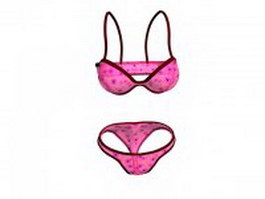 Underwire bra and panty set 3d model preview