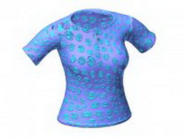 Short sleeve henley shirt for women 3d model preview