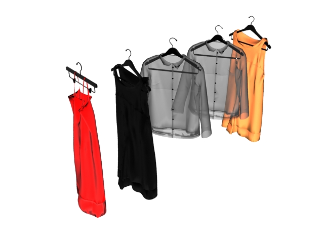 Shirts and dresses 3d rendering