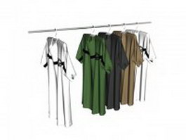 T-shirts on clothes rack 3d model preview