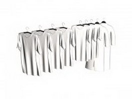 Tee-shirts on clothes rack 3d model preview