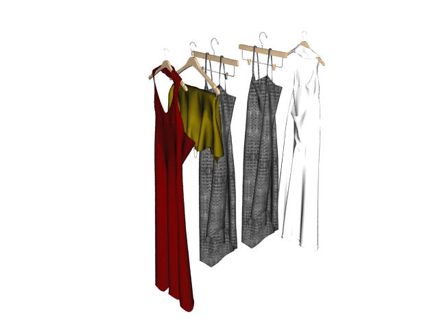 Dresses on the hanger 3d rendering