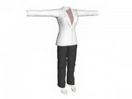 Business pant suits for women 3d model preview