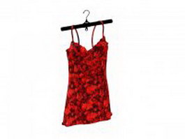 Floral slip dress on hanger 3d model preview