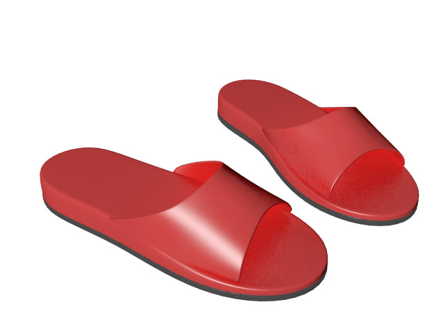 Red slides shoes 3d rendering