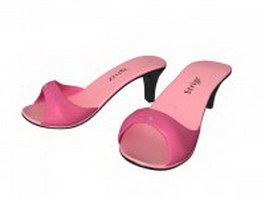 Pink mule shoes 3d model preview