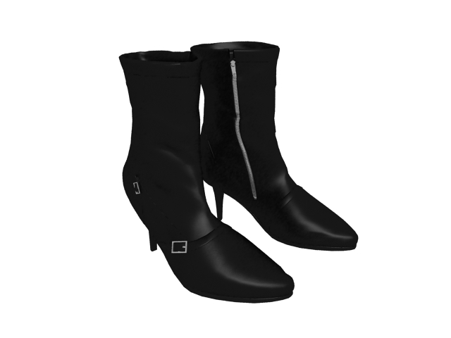 Black ankle boots for women 3d rendering
