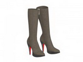 Calf boots for women 3d model preview