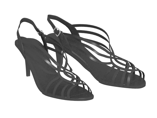 Black sandals with straps 3d rendering