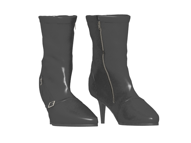 Black leather ankle boots 3d rendering