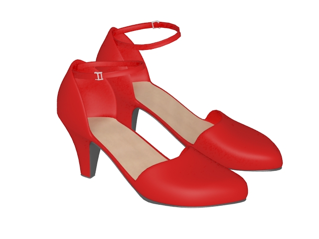 Women's red ballroom shoes 3d rendering