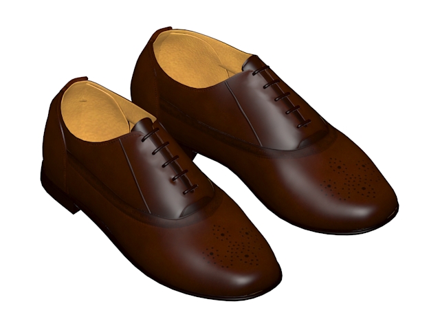 Plain toe blucher shoes 3d rendering