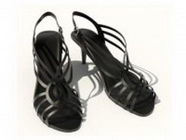 Women's black sandals 3d model preview