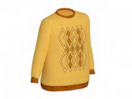 Knitting sweater for men 3d model preview