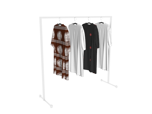 T-shirts hanging on rack 3d rendering