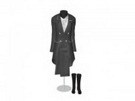 Fashion coat on mannequin with boot 3d model preview