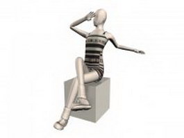 Seated mannequin with dress 3d model preview