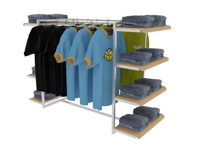 Clothing store display rack 3d rendering