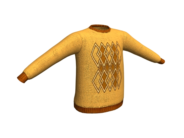 Knitting pattern sweater for men 3d rendering
