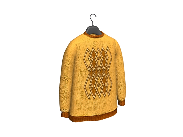 Knitting pattern sweater for men 3d rendering