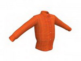 Orange plaid shirt for men 3d model preview